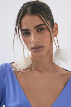 Online META FEATHER EARRING - OFF WHITE Earrings|Jewelry